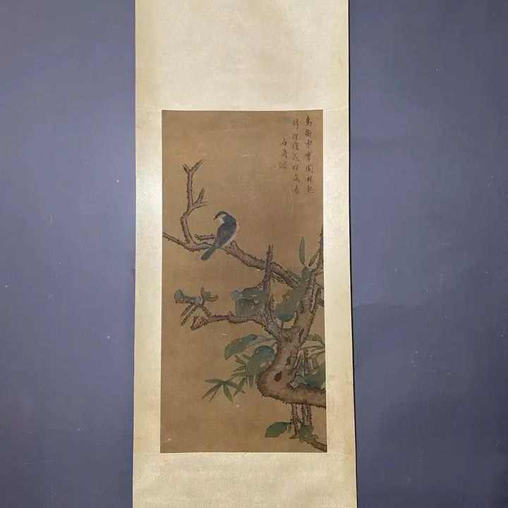 [BUNJANG] Qing Dynasty Stone Tao Style Bird and Flower Scroll Painting / 청대 개성파 화가 석조 필 화조도 육필 고서화 그림