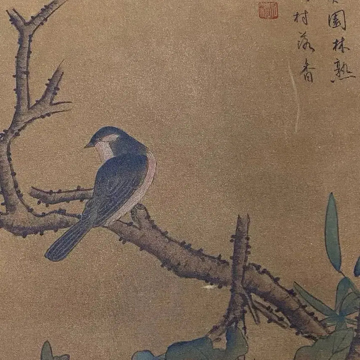 [BUNJANG] Qing Dynasty Stone Tao Style Bird and Flower Scroll Painting / 청대 개성파 화가 석조 필 화조도 육필 고서화 그림