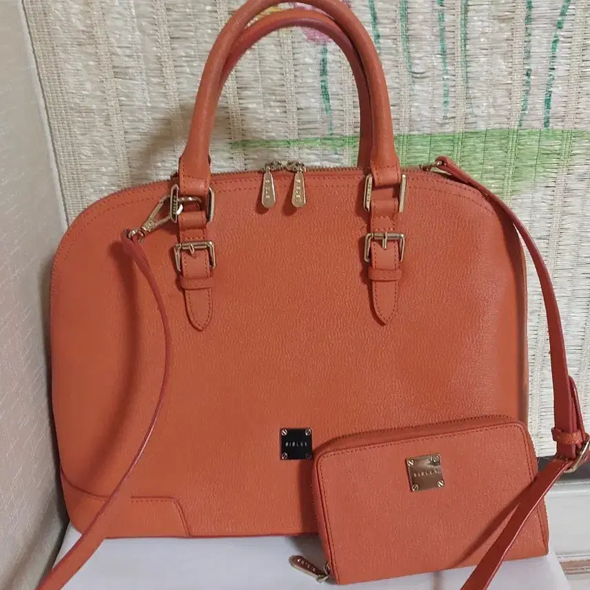 [BUNJANG] Sisley Orange Tote Bag and Wallet Set / 시슬리 오렌지 토트백 + 반지갑 세트