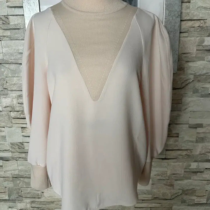 [BUNJANG] System Ivory Color Block Knit Blouse / 시스템 아이보리 배색니트 블라우스