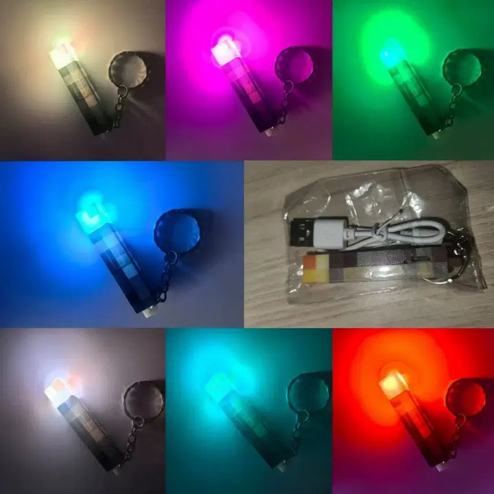 [BUNJANG] Minecraft Torch LED Mini Light Keychain + Charging Cable / 마인크래프트 횃불 LED 미니 라이트 키링 + 충전 케이블