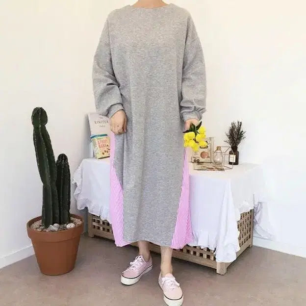 [BUNJANG] Striped Back Boxy Fit Long Dress / [새상품] 뒷면 스트라이프 박시핏 롱 원피스