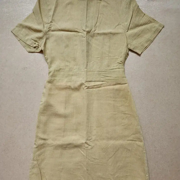 [BUNJANG] Beige Linen Short-Sleeve Mini Dress / 베이지 린넨 반팔 미니 원피스