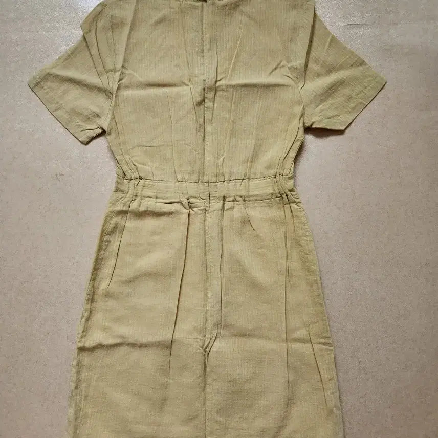 [BUNJANG] Beige Linen Short-Sleeve Mini Dress / 베이지 린넨 반팔 미니 원피스