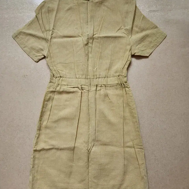 [BUNJANG] Beige Linen Short-Sleeve Mini Dress / 베이지 린넨 반팔 미니 원피스