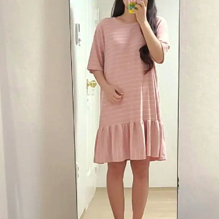 [BUNJANG] Striped Ruffle Dress - Light Pink / [새상품] 연핑크 스트라이프 러플 원피스