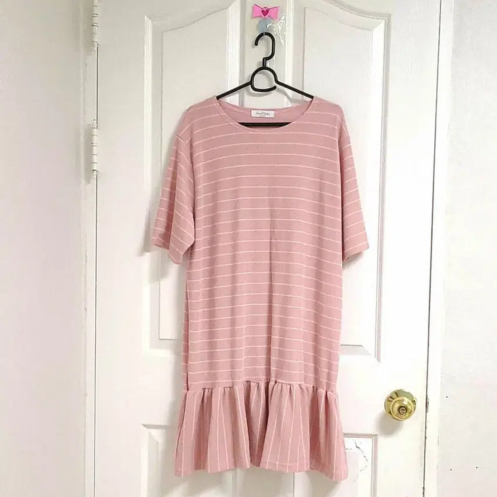 [BUNJANG] Striped Ruffle Dress - Light Pink / [새상품] 연핑크 스트라이프 러플 원피스