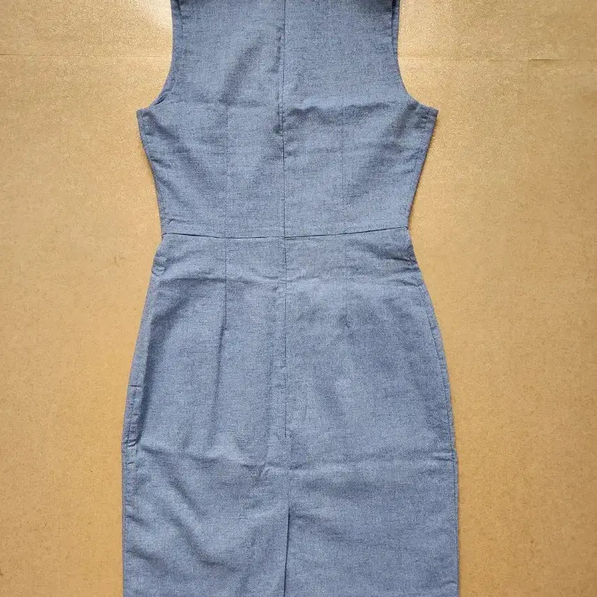 [BUNJANG] Sleeveless H-Line Mini Dress - Blue / 민소매 H라인 원피스 블루
