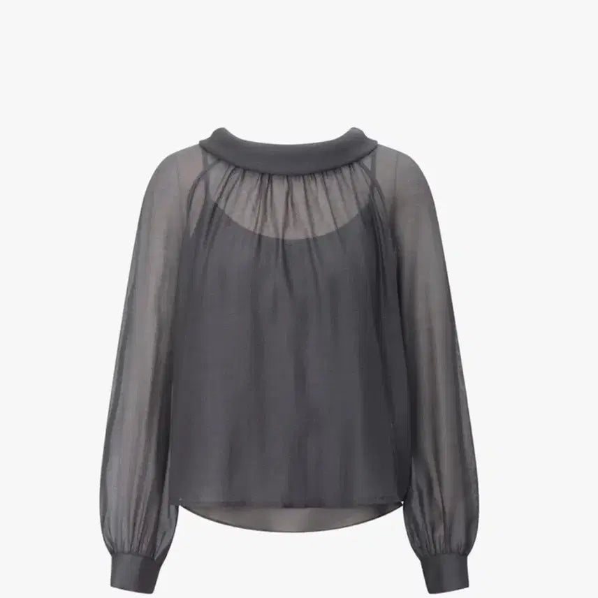 [SOLD OUT] 잇미샤 롤 카라 시어 블라우스 55(실착 사진 있음)