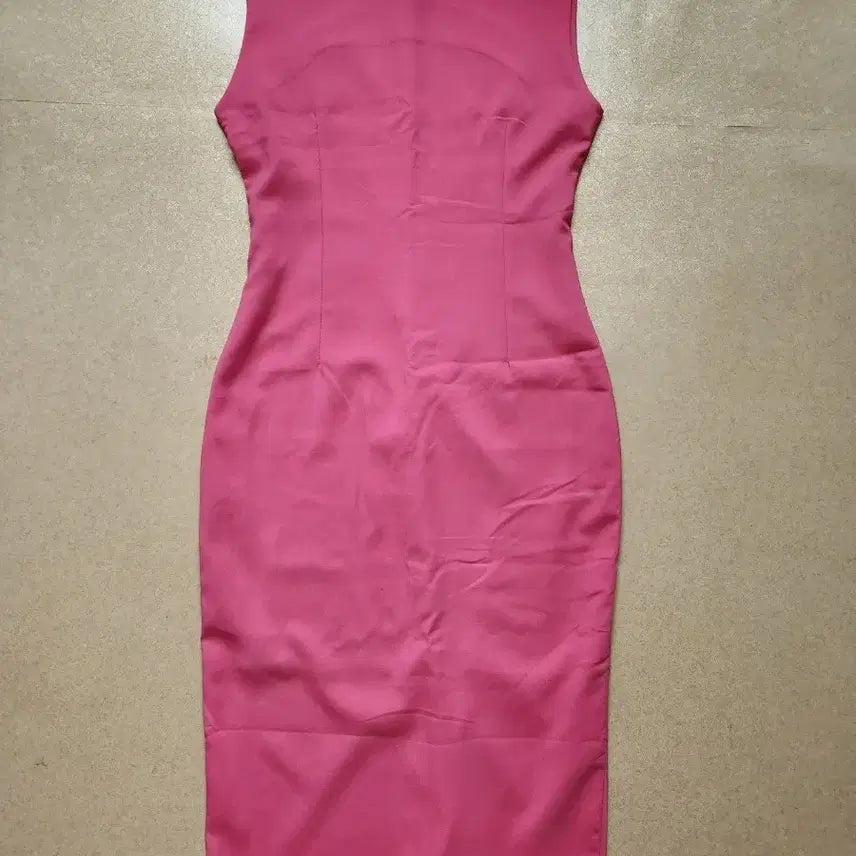 [BUNJANG] Hot Pink Sleeveless Slim Fit Long Dress / 핑크색 민소매 슬림핏 원피스