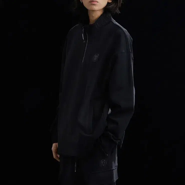 [BUNJANG] Lifework (LW) High-Neck Half-Zip Sweatshirt - Black / [[L, 공용] 라이프워크(LW) 하이넥 반집업 맨투맨@316