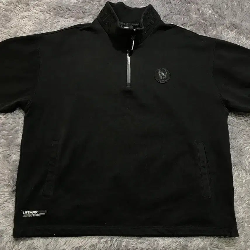 [BUNJANG] Lifework (LW) High-Neck Half-Zip Sweatshirt - Black / [[L, 공용] 라이프워크(LW) 하이넥 반집업 맨투맨@316