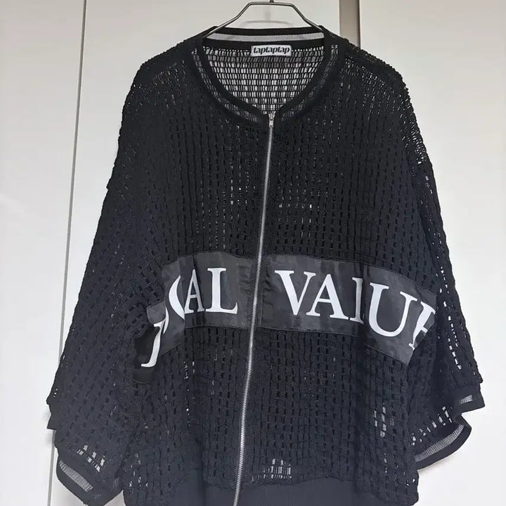 [BUNJANG] See-through 7-Sleeve Zip-up Cardigan Black / (새상품) 시스루 7부 집업 가디건 블랙