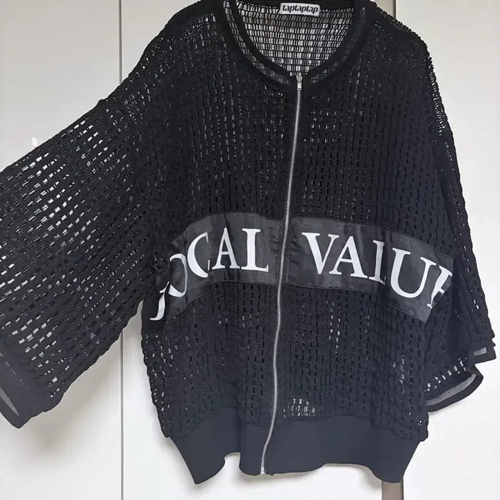 [BUNJANG] See-through 7-Sleeve Zip-up Cardigan Black / (새상품) 시스루 7부 집업 가디건 블랙