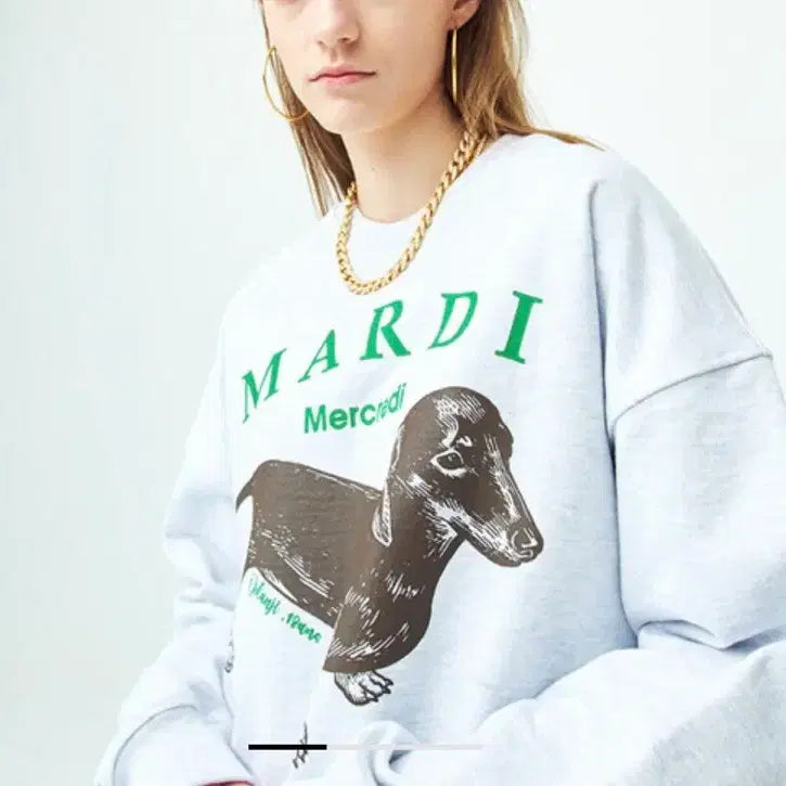 [BUNJANG] Mardi Mercredi Dachshund Sweatshirt (Light Grey, Size F) / [[여성 F, A급] 마르디 메크르디 닥스훈트 맨투맨@317