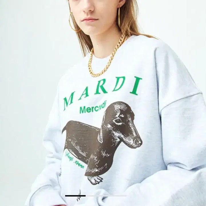 [BUNJANG] Mardi Mercredi Dachshund Sweatshirt (Light Grey, Size F) / [[여성 F, A급] 마르디 메크르디 닥스훈트 맨투맨@317