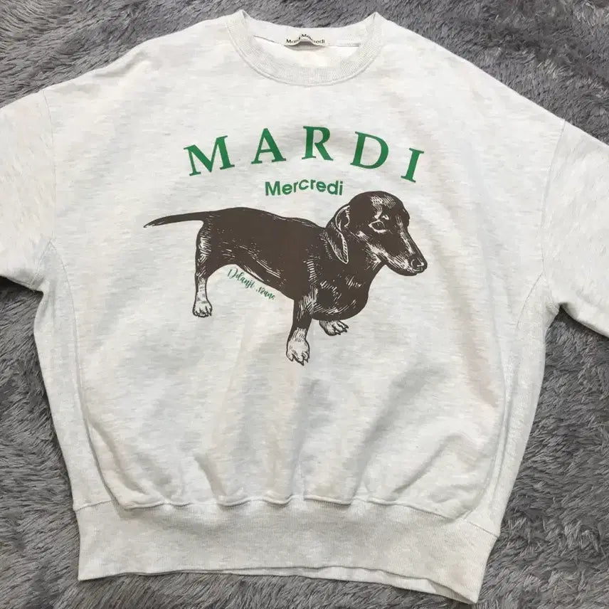 [BUNJANG] Mardi Mercredi Dachshund Sweatshirt (Light Grey, Size F) / [[여성 F, A급] 마르디 메크르디 닥스훈트 맨투맨@317