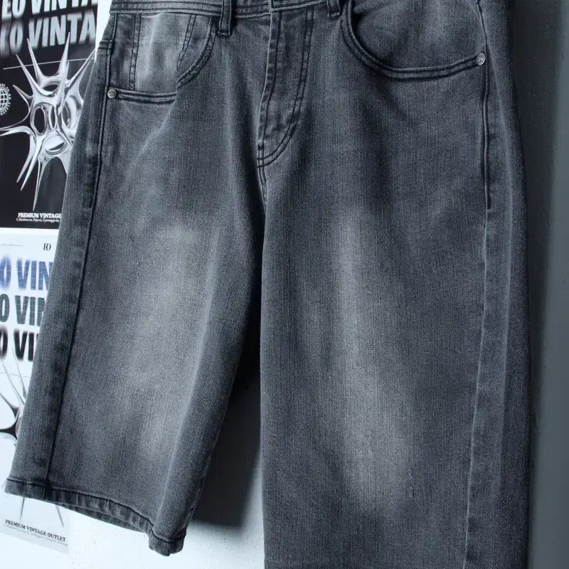 [BUNJANG] Jeep Denim Washed Shorts Gray / (L) 지프 반바지 팬츠 데님 청 워싱 그레이-2607
