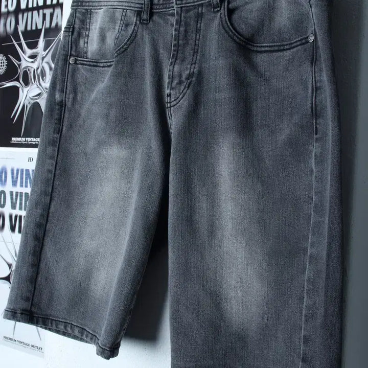 [BUNJANG] Jeep Denim Washed Shorts Gray / (L) 지프 반바지 팬츠 데님 청 워싱 그레이-2607