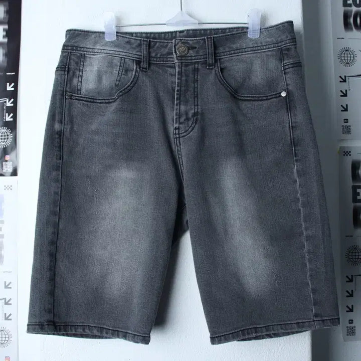 [BUNJANG] Jeep Denim Washed Shorts Gray / (L) 지프 반바지 팬츠 데님 청 워싱 그레이-2607