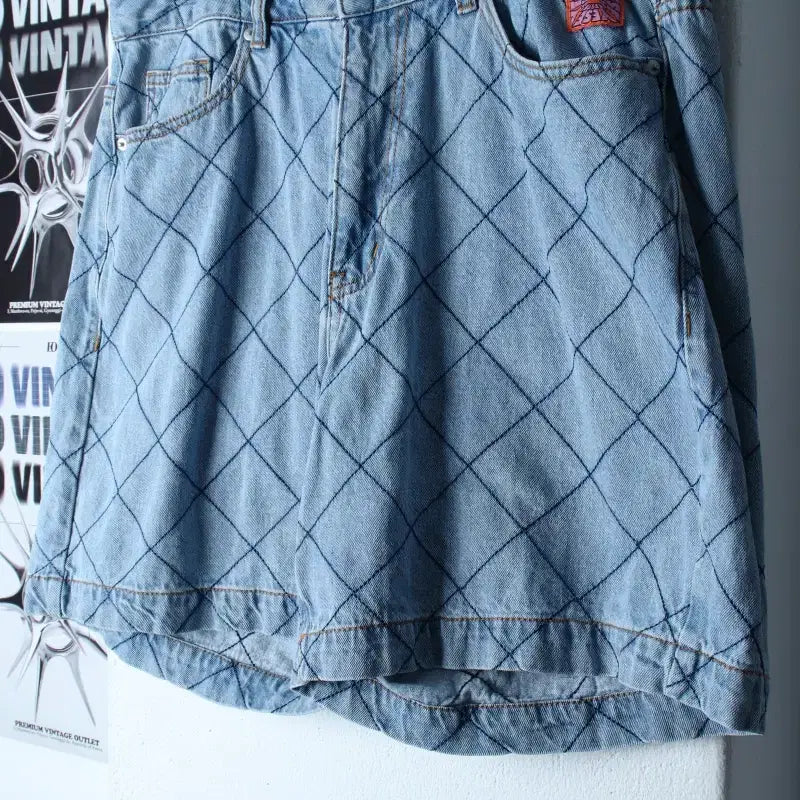 [BUNJANG] YESSEEYOU Denim Stitch Pattern Shorts (L-XL) / (L-XL) 예스아이씨 반바지 팬츠 데님 청 스티치패턴-2609