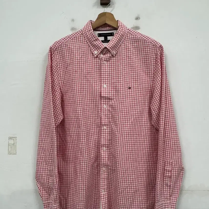 [BUNJANG] Tommy Hilfiger Gingham Check Linen Shirt / (L)타미힐피거 깅엄체크 린넨셔츠