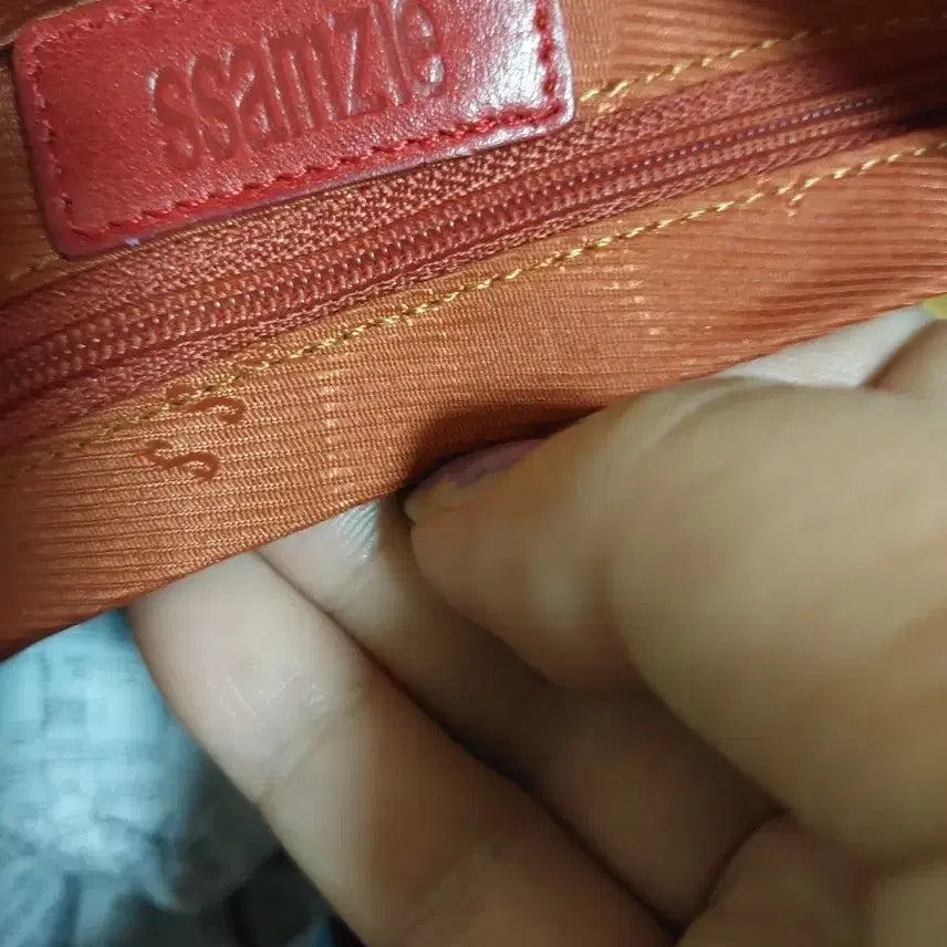 [BUNJANG] Ssamji Red Leather Shoulder Bag Tote Bag / 정품)쌈지레드 가죽 숄더백 토트백