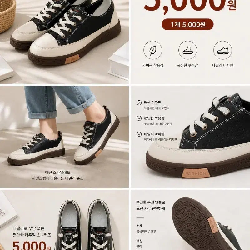 [BUNJANG] Color-Block Casual Sneakers for Women / 배색 여성 캐주얼 스니커즈 (225-250)