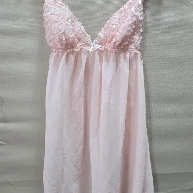[BUNJANG] Pink Flower Decorated Chiffon Slip Dress / 핑크 플라워 장식 쉬폰 슬립 원피스