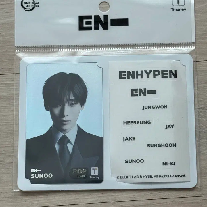 [BUNJANG] ENHYPEN Sunoo T-money Card (Sealed) / 미개봉) 엔하이픈 티머니 선우