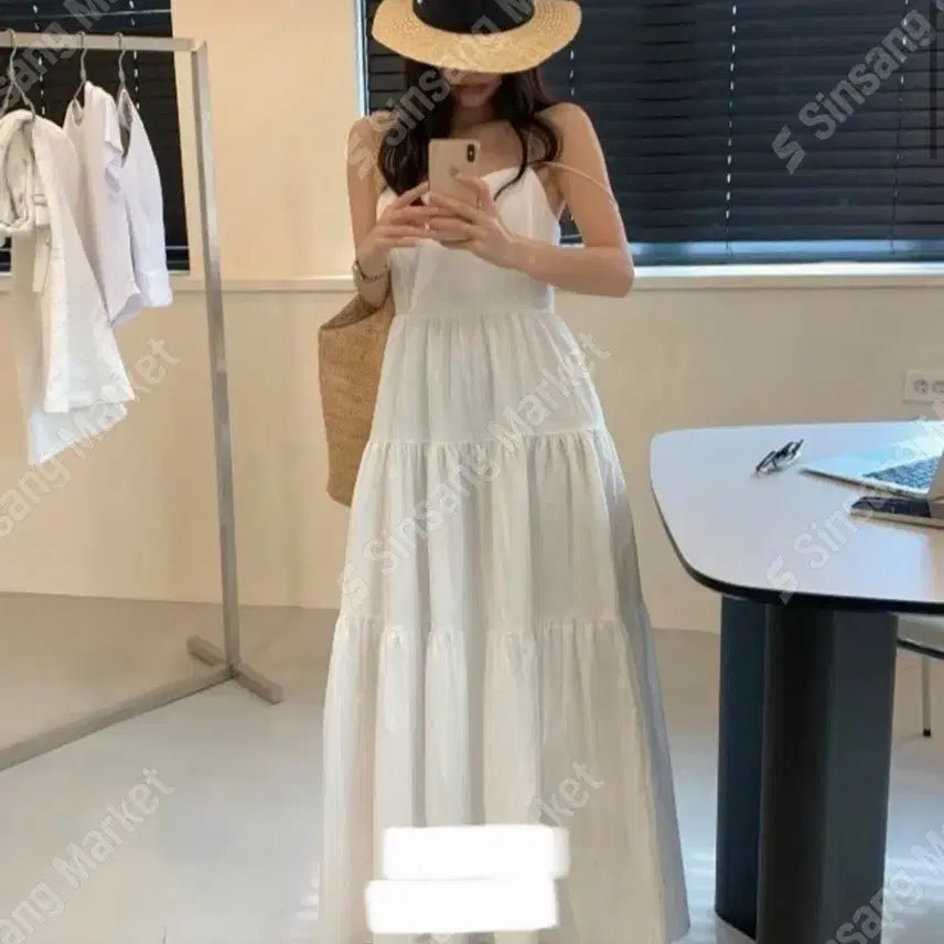 [BUNJANG] White Tiered Maxi Dress / 화이트 캉캉 롱원피스 (새상품)
