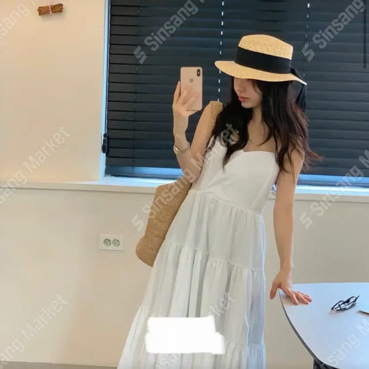 [BUNJANG] White Tiered Maxi Dress / 화이트 캉캉 롱원피스 (새상품)