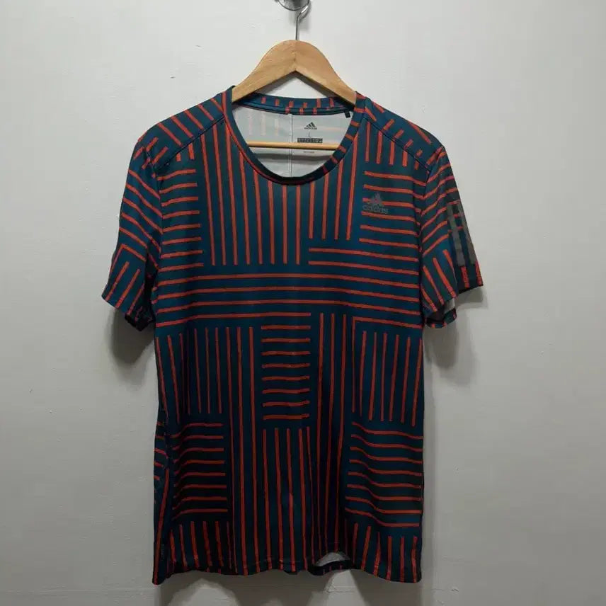 [BUNJANG] Adidas Striped Short Sleeve T-Shirt (L) / 아디다스 스트라이프 반팔 티셔츠 L