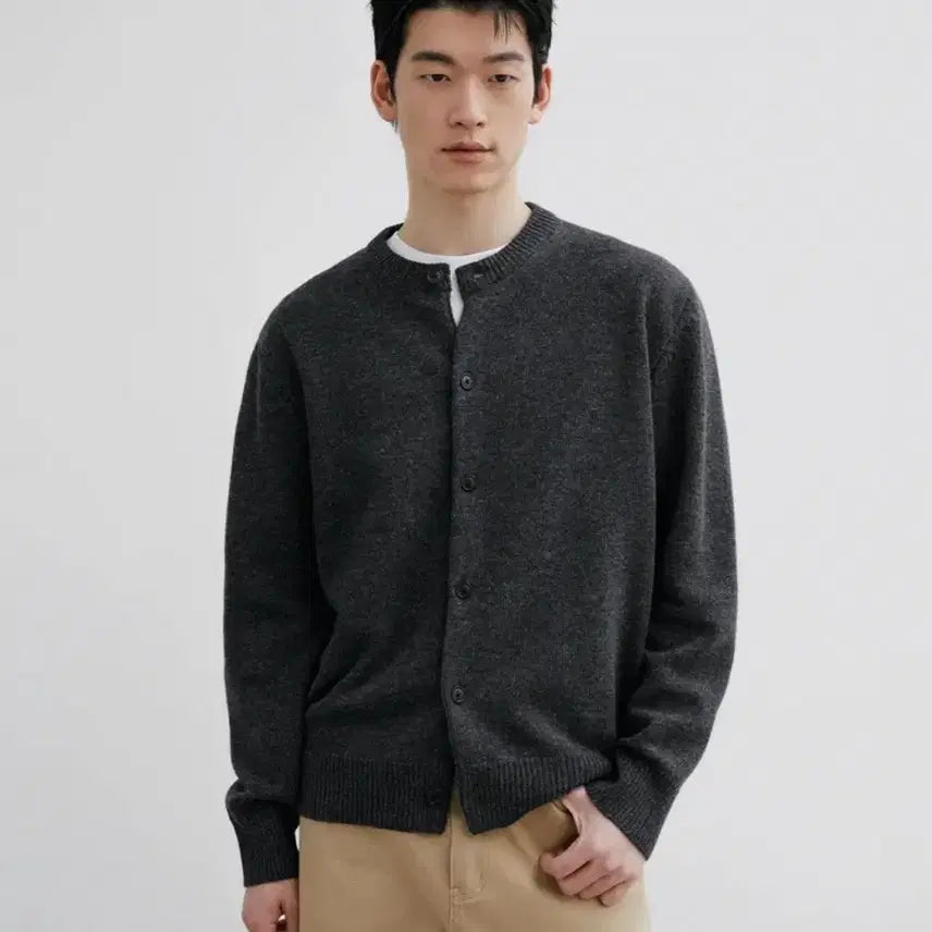[BUNJANG] Branded Round Cardigan Charcoal XL / 브랜디드 라운드 가디건 차콜 XL