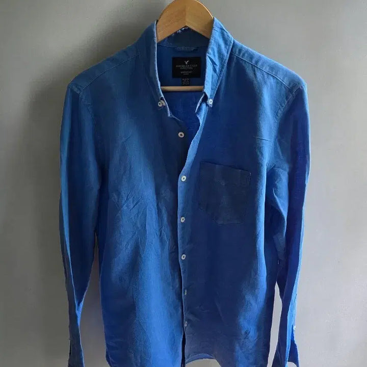 [BUNJANG] American Eagle Outfitters Blue Linen Shirt M (95-100) / 아메리칸이글 블루 린넨 셔츠 M 95~100