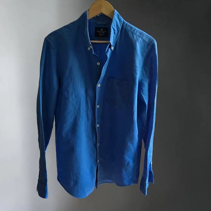 [BUNJANG] American Eagle Outfitters Blue Linen Shirt M (95-100) / 아메리칸이글 블루 린넨 셔츠 M 95~100