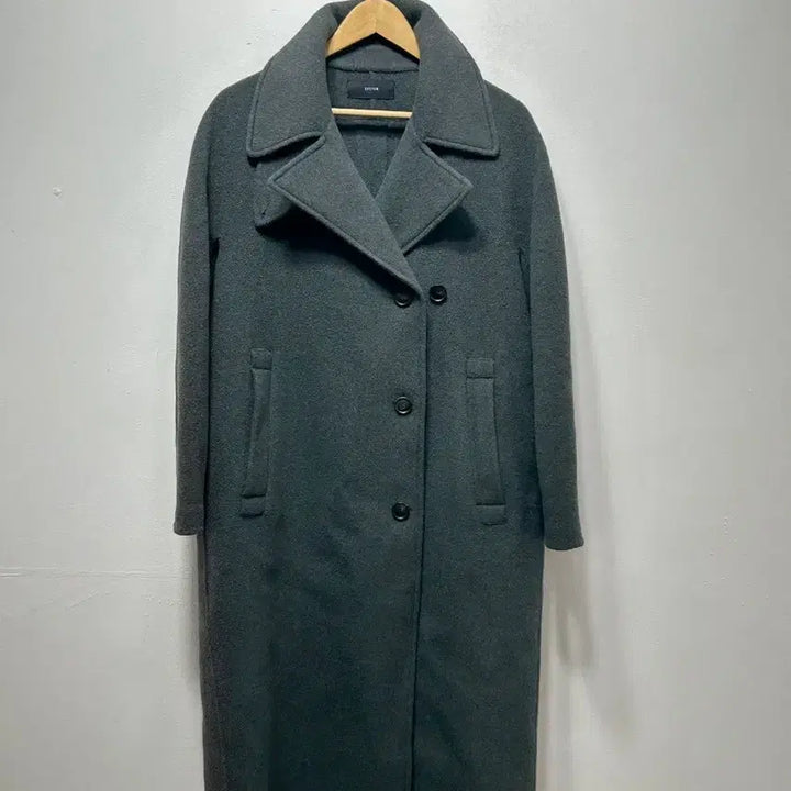 [BUNJANG] System Double Button Long Coat Dark Grey / 시스템 더블 버튼 롱 코트 다크그레이