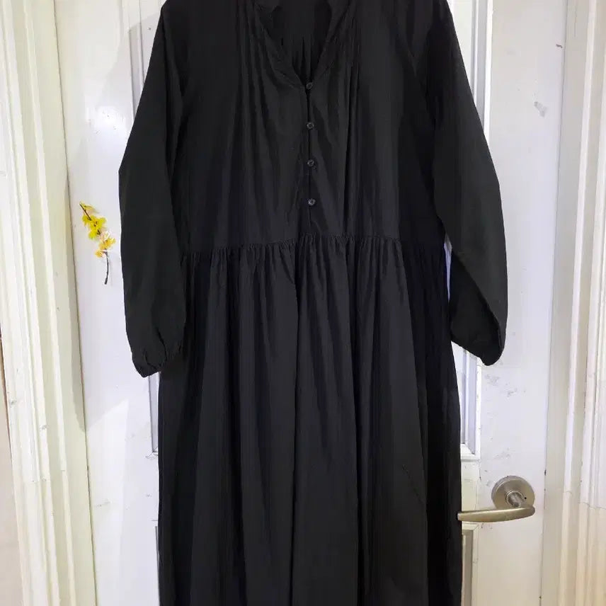 [BUNJANG] Long Cotton Dress with Crinkled Texture / 봄 고급스러운 디자인이쁜 바스락면. 롱원피스. 가슴58