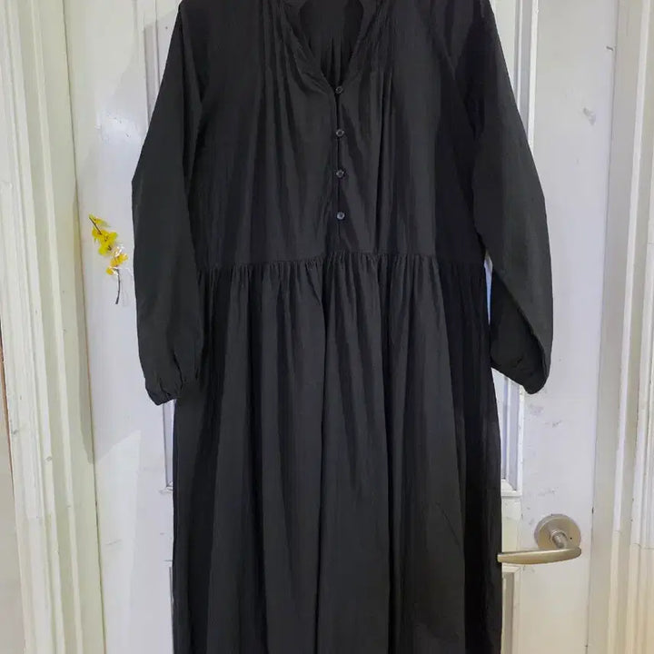 [BUNJANG] Long Cotton Dress with Crinkled Texture / 봄 고급스러운 디자인이쁜 바스락면. 롱원피스. 가슴58