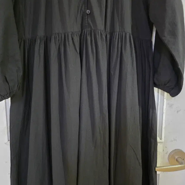 [BUNJANG] Long Cotton Dress with Crinkled Texture / 봄 고급스러운 디자인이쁜 바스락면. 롱원피스. 가슴58