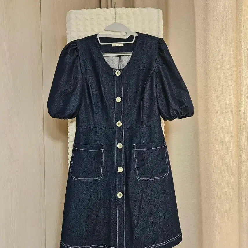 [BUNJANG] It Michaa Button Denim Mini Dress / 잇미샤 버튼 데님 미니원피스