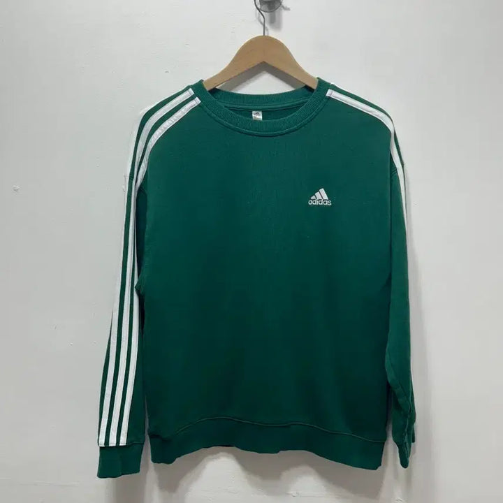 [BUNJANG] Adidas Three Stripes Fleece Sweatshirt Green M / 아디다스 삼선 기모 맨투맨 그린 M