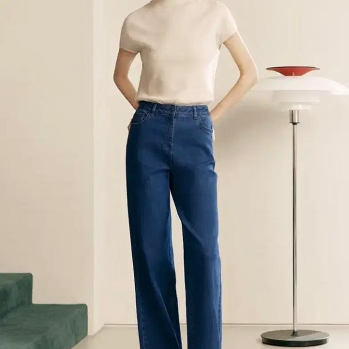 [BUNJANG] The Edge Denim Wide Pants (Indigo, Size 27) / 더엣지 데님 스판와이드 팬츠27