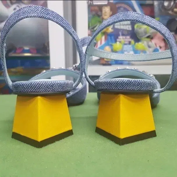 [BUNJANG] Handmade Denim Star Embellished Leather Heels / 별 데님 가죽 수제화