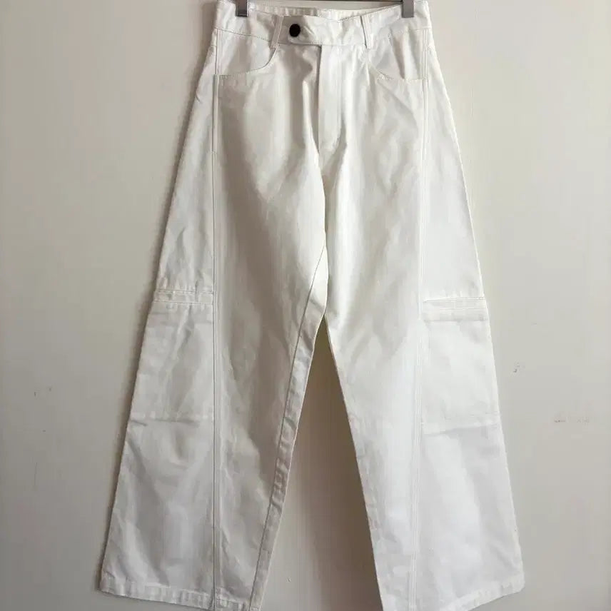[BUNJANG] White Cotton Wide Pants / 화이트 코튼 와이드 팬츠