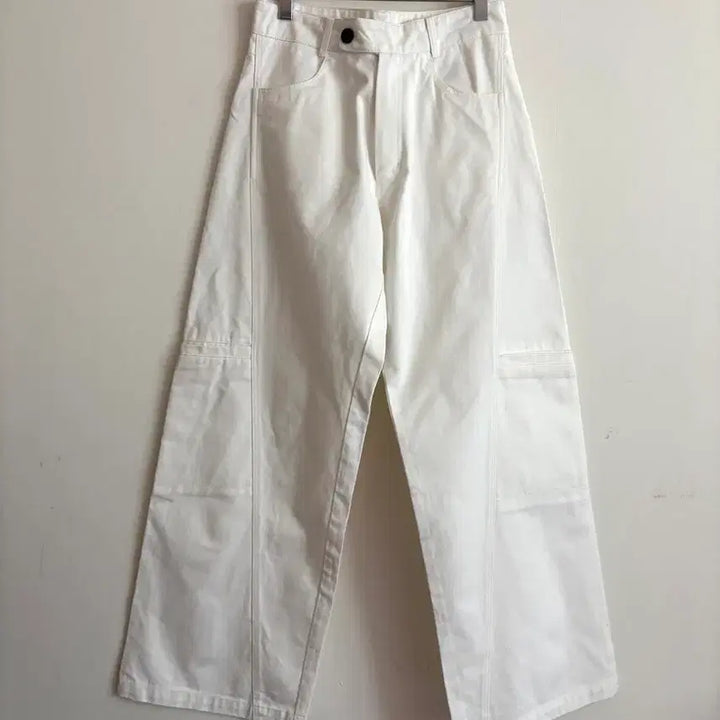 [BUNJANG] White Cotton Wide Pants / 화이트 코튼 와이드 팬츠