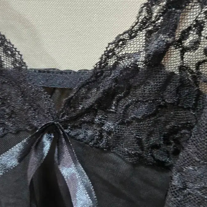 [BUNJANG] Black Lace Slip Lingerie / 블랙 레이스 슬립 란제리