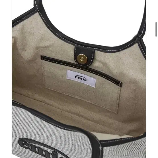 [BUNJANG] Emis Canvas Leather Shoulder Bag Black / 이미스 캔버스 레더 숄더백 블랙