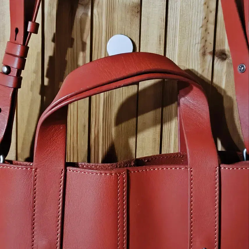 [BUNJANG] Mandarina Duck Leather Tote Bag Crossbody Brown / 만다리나덕 가죽 토트백 크로스백 브라운