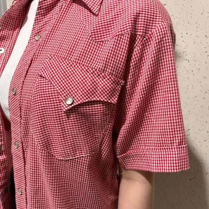 [BUNJANG] HBARC Ranchwear Red &amp; White Check Longtail Shirt / HBARC 렌치웨어 롱테일 셔츠